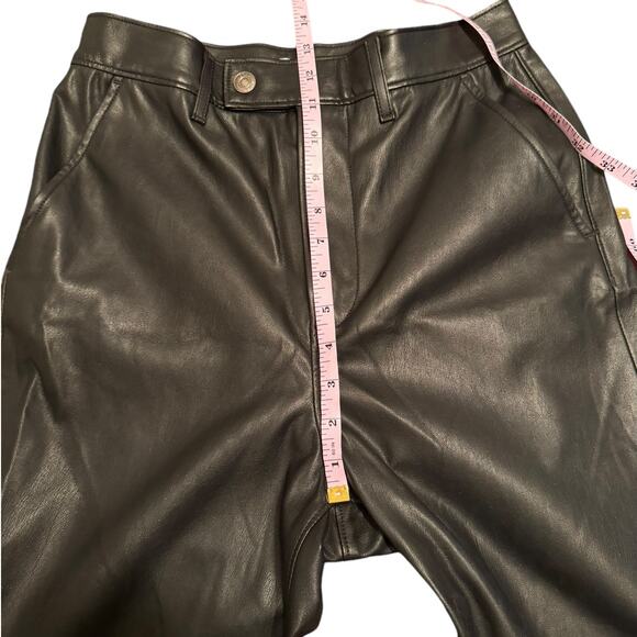 Levi's Premium Math Club Slacks Black Faux Leather High Rise Straight Leg 27 - Picture 12 of 14